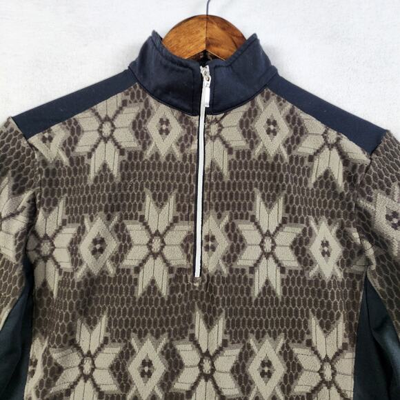 Hot Chillys HC4311 1/2 Zip Base Layer Women Medium Brown Geometric Fair Isle USA - Picture 4 of 13